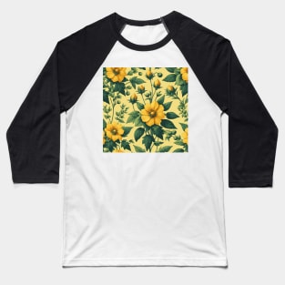 Yellow Floral Pattern Baseball T-Shirt